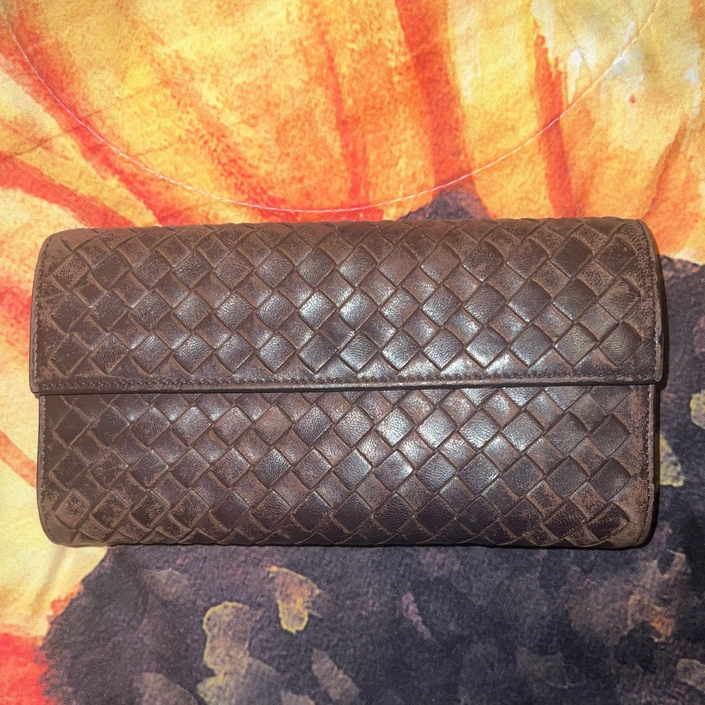 Bottega Veneta Brown Lambskin Snap Wallet